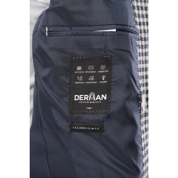 Derman Double Breasted White Patterned Luxury Jacket - Picture 6 of 6